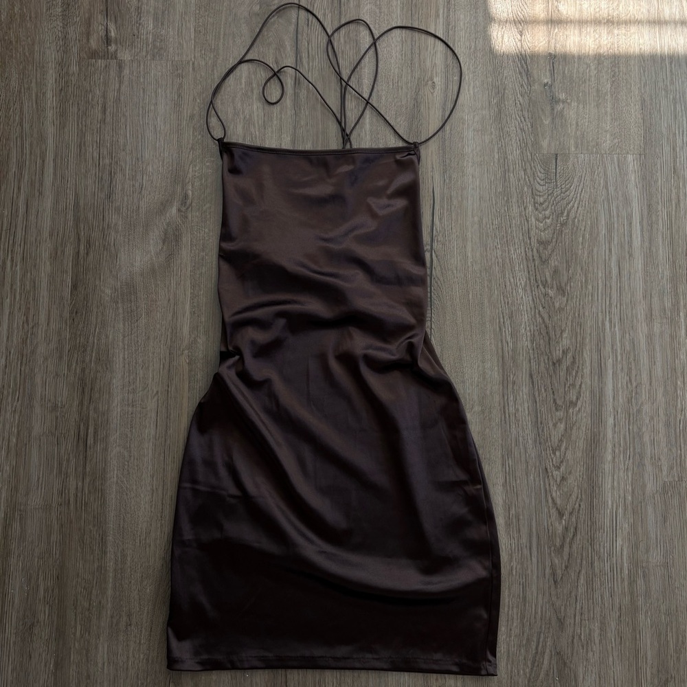 H&M Black Satin Backless Dress